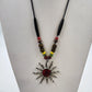 Lot of 3 Beaded & Cord Necklaces Jewelry Multicolor Sun Pendant Brown Tones Boho