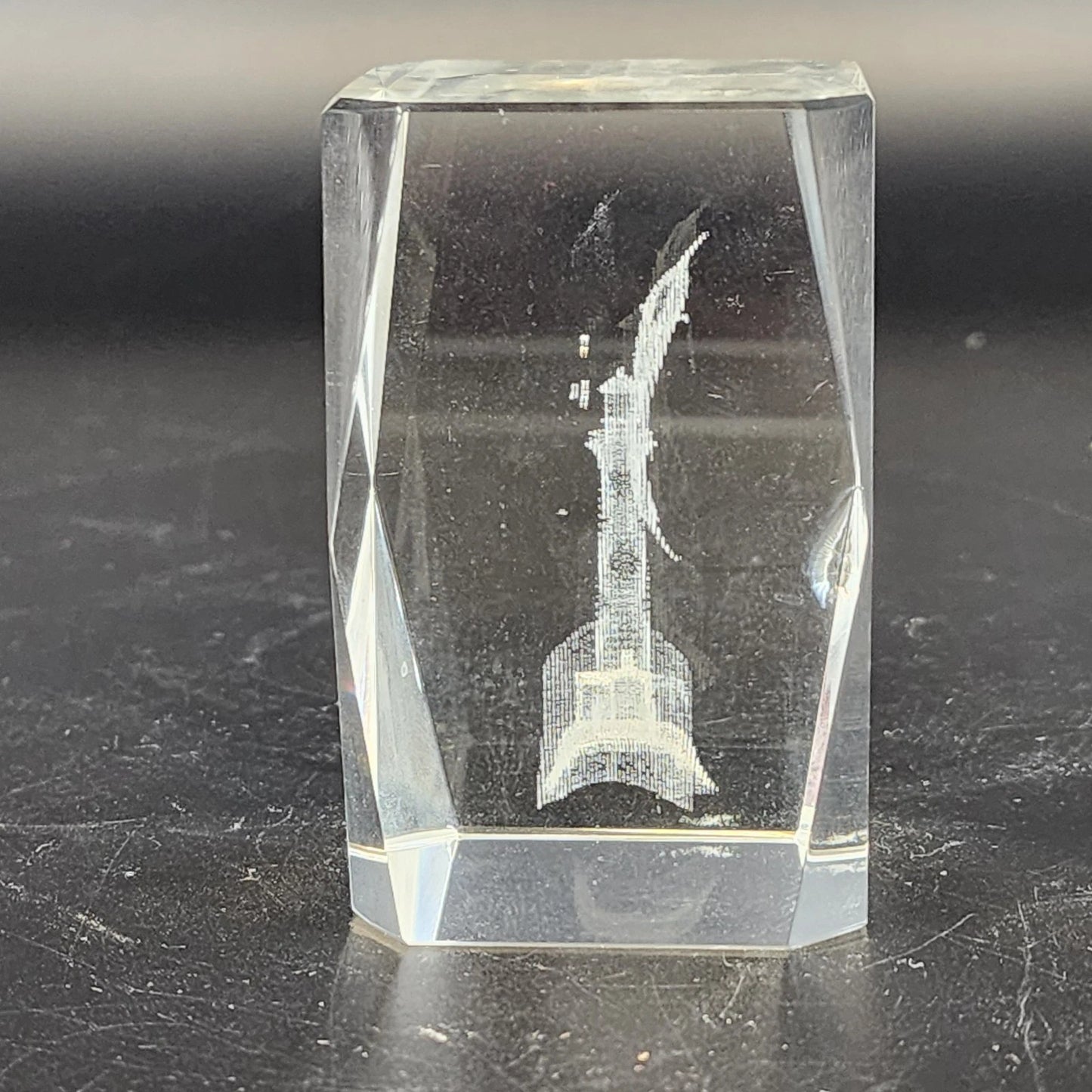 3D Laser Etched Crystal Paperweight Lighthouse Leaping Marlin