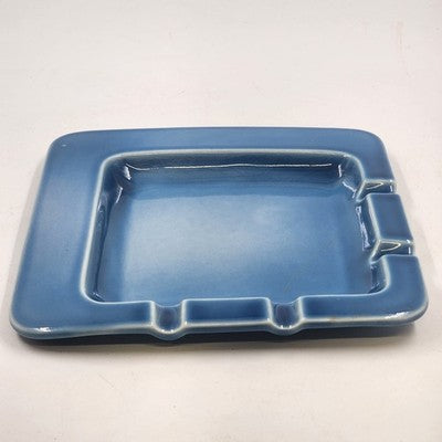 Rookwood Art Pottery Vintage MCM Teal Blue White Ashtray 8.75" Square Repaired