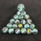 New Cat's Eye Glass Marbles 200 16mm & 10 Shooters 22mm Set Taiwan Vintage Toy