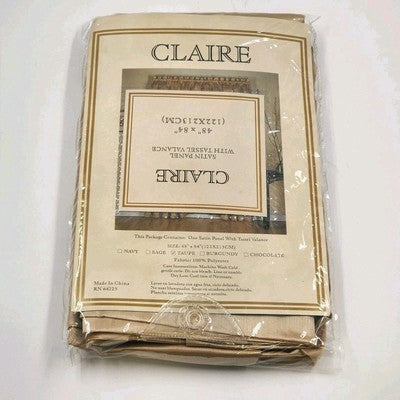 Claire Taupe Curtain Panel Satin Tassel Valance For Window Wall 48"x84" China