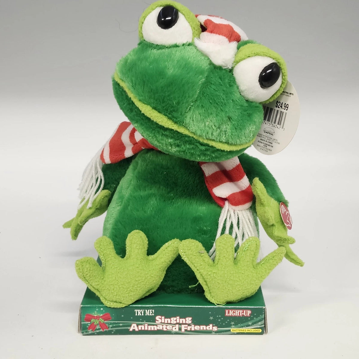 Dan Dee Christmas Frog Plush Singing Animated Friends Light Up Hat Scarf w Tags