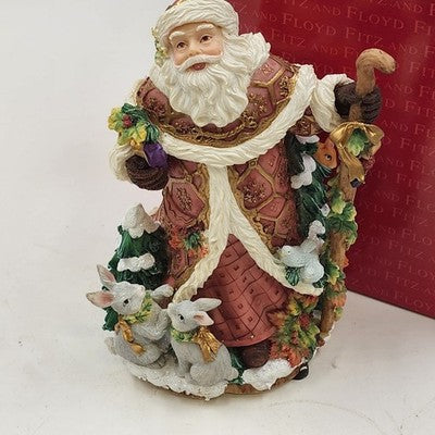 Fitz and Floyd Snowy Santa Woods Music Figurine 19/1239 Original Box Christmas