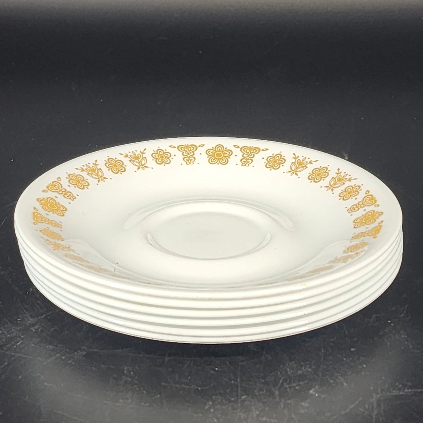 Corelle Butterfly Gold Cups Saucers Set 9pc Vintage