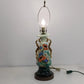 Hand Painted Urn Table Lamp Floral Pansy Gold Trim 30 Inch Vintage