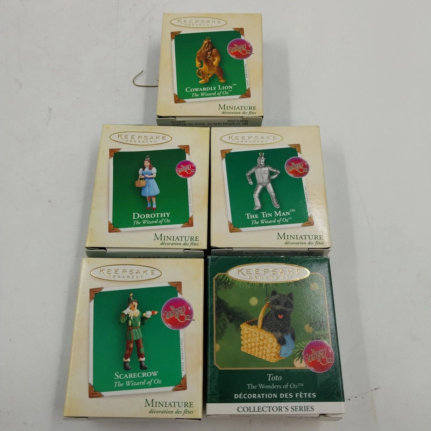 5 Hallmark Wizard of Oz Miniature Keepsake Ornaments Dorothy Lion Tin Man Set
