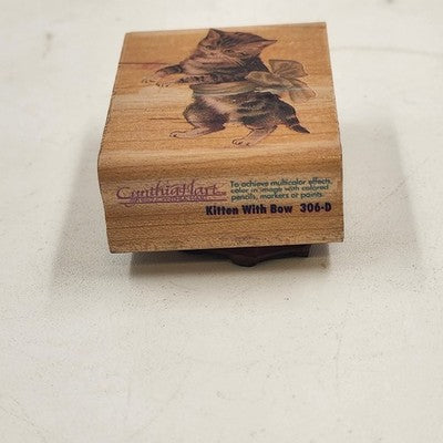 5 Wood Rubber Stamps Cats Theme Kitten w Bow Purrrfect Peeking Sabrina