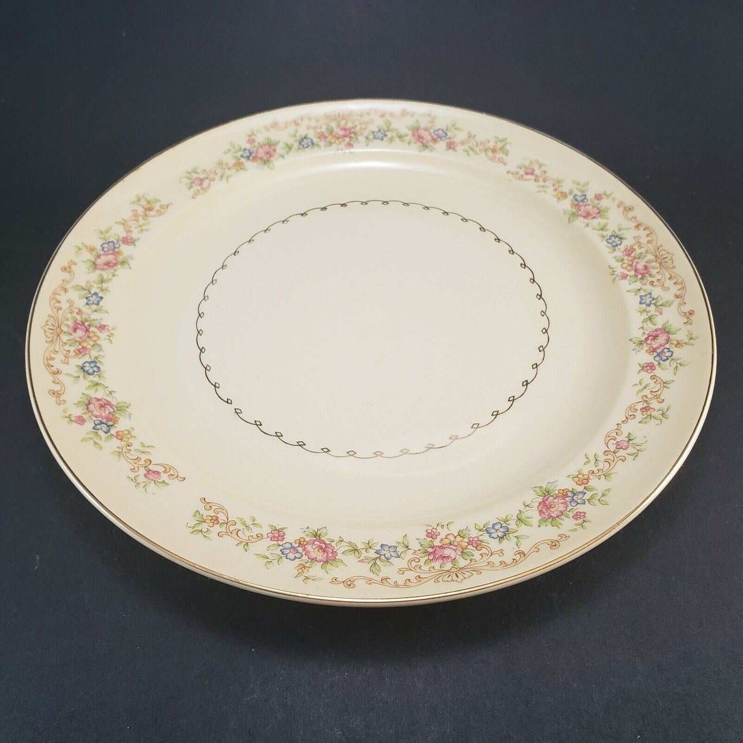 Paden City Pottery Marlene Lace Pattern 10" Dinner Plate Vintage Crazed