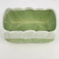 Majolica Rectangular Planter Green & Cream Embossed Leaf Design Two Tone 6.5"