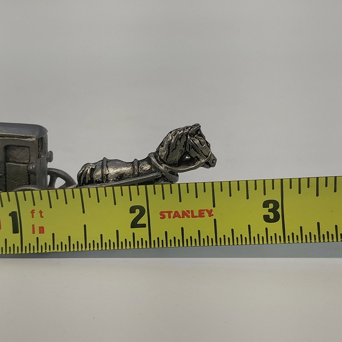 Pewter Horse Drawn Amish Buggy Carriage Miniature Figurine Vintage 2.5"