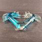 Dual Angel & Heart Murano Glass Sculpture Blue and Clear 11.5" Wide x 10" High