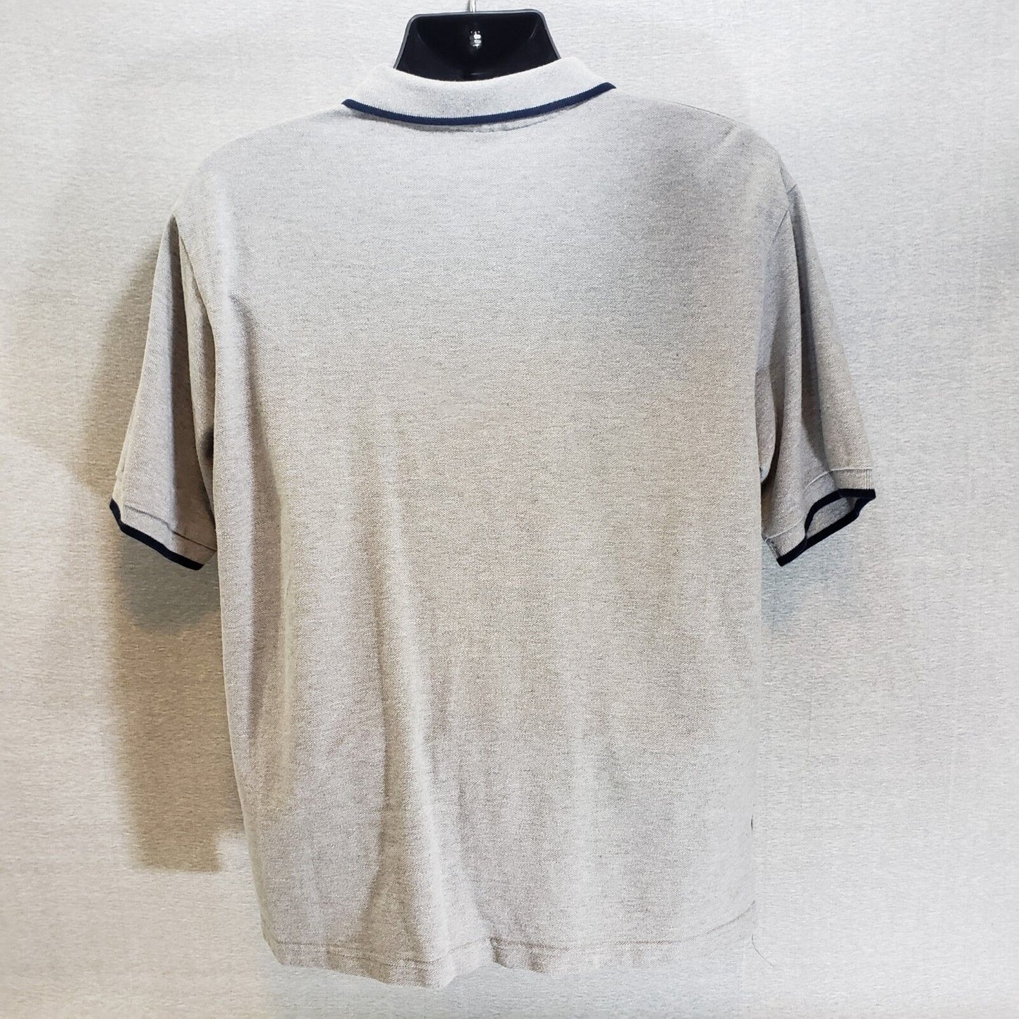 Men's Hard Rock Cafe Polo Golf Shirt Large Atlanta Gray 2 Blk Horizontal Stripes