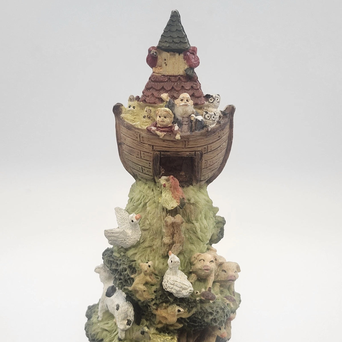 Noah's Ark Animal Spiral Tower Music Box Wildlife Figurine 10" Ceramic TLC China