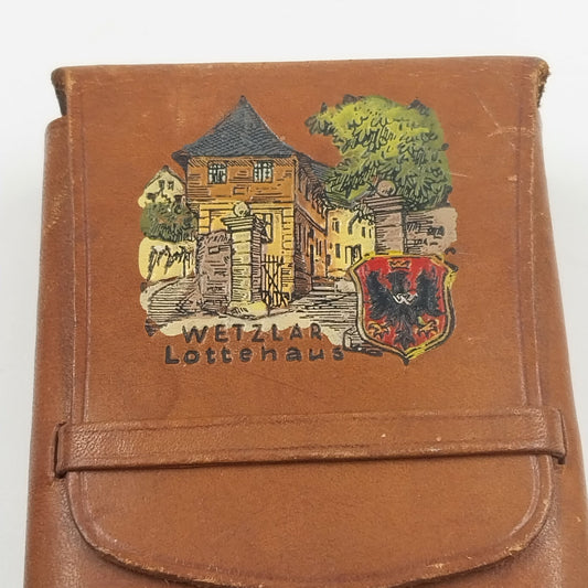 WETZLAR Lottehaus Brown Leather Cigarette Tobacco Pouch Case Holder Pat.gesch