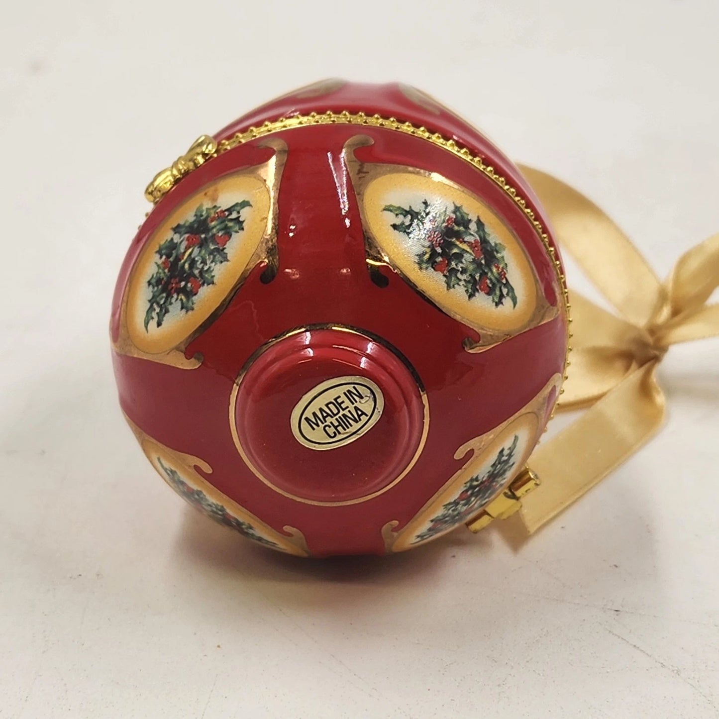 Mr Christmas Egg Trinket Music Box Ornament Bell Valerie Parr Hill Porcelain Vtg