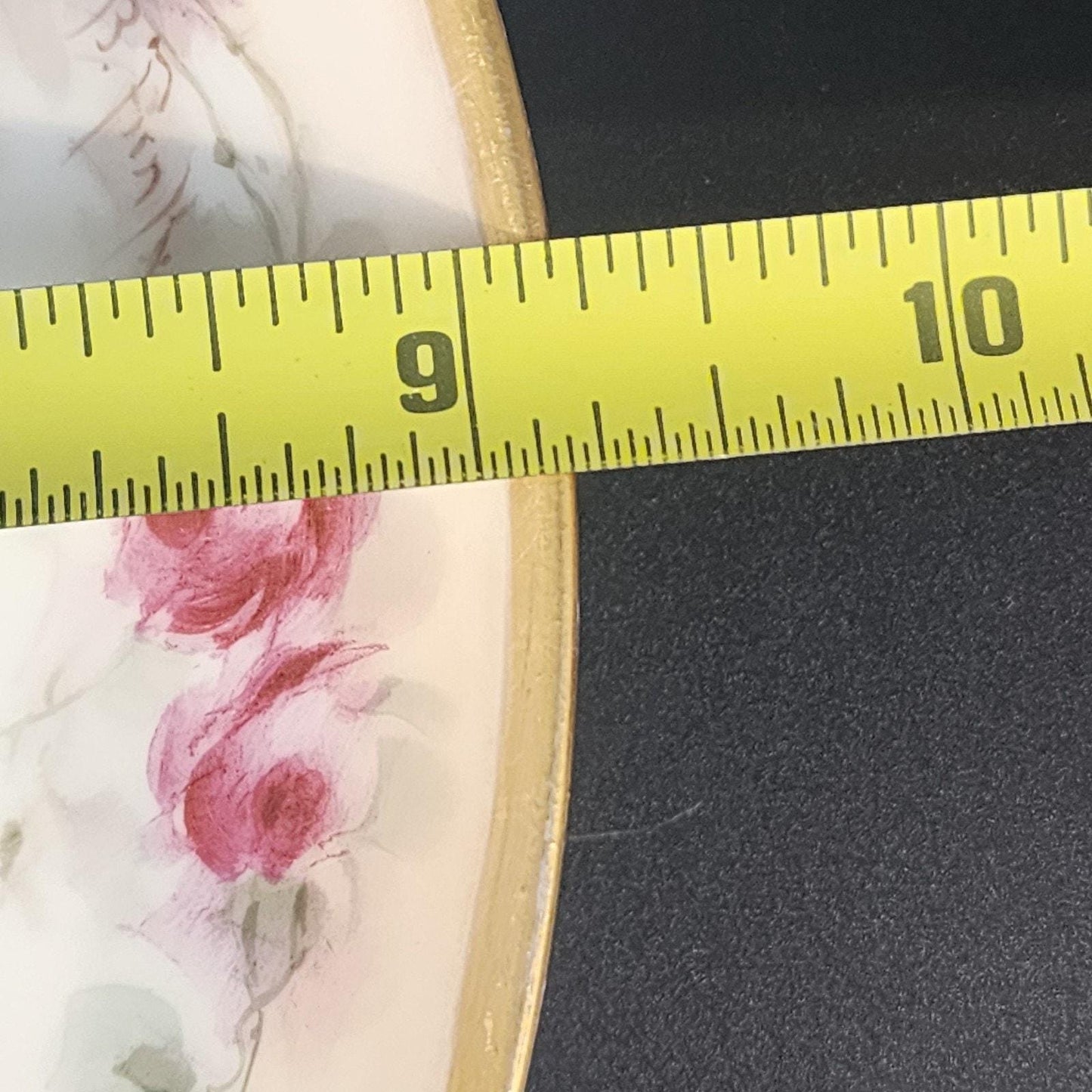 Haviland Limoges France Antique Hand Painted Rose Plate Heavy Gold Rim 9.25"x1"