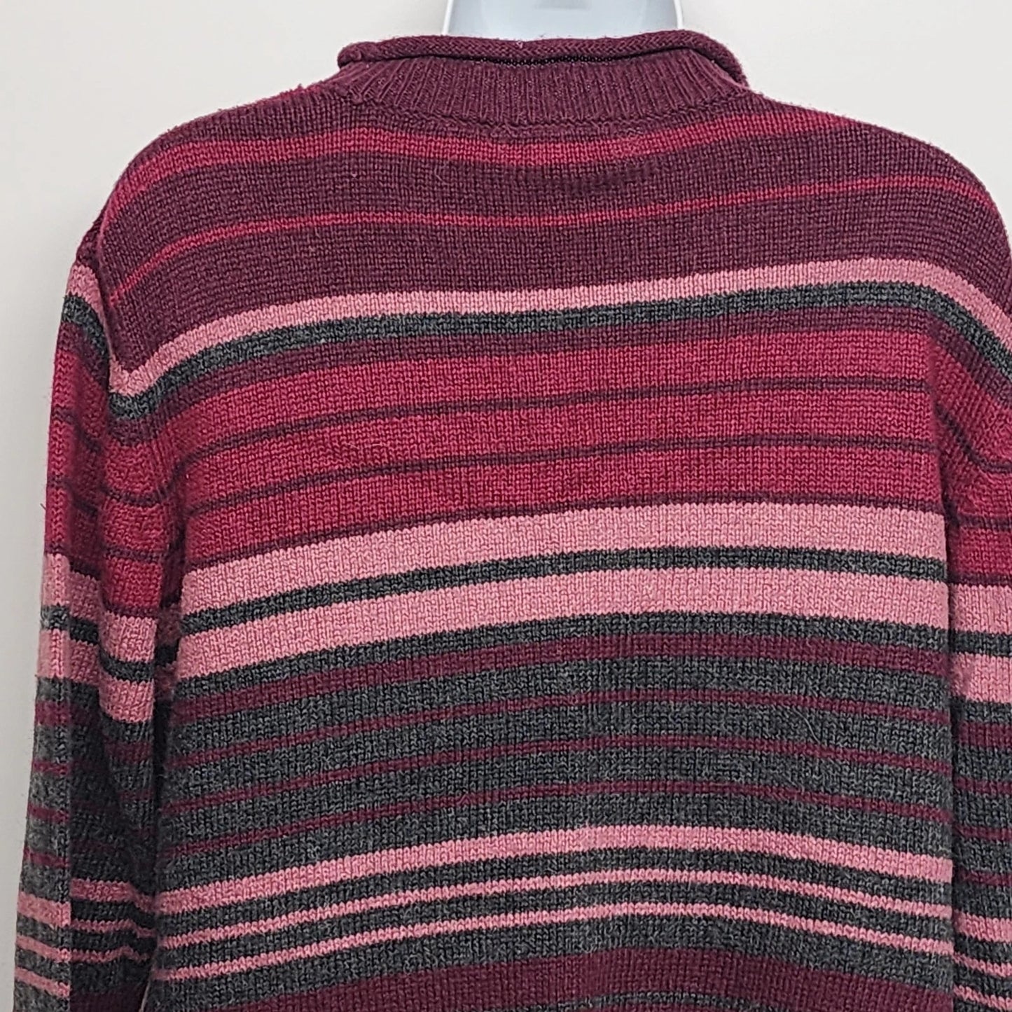Fashion Bug Women's Sweater Pink M Striped Medium Ramie Wool Blend Soft China