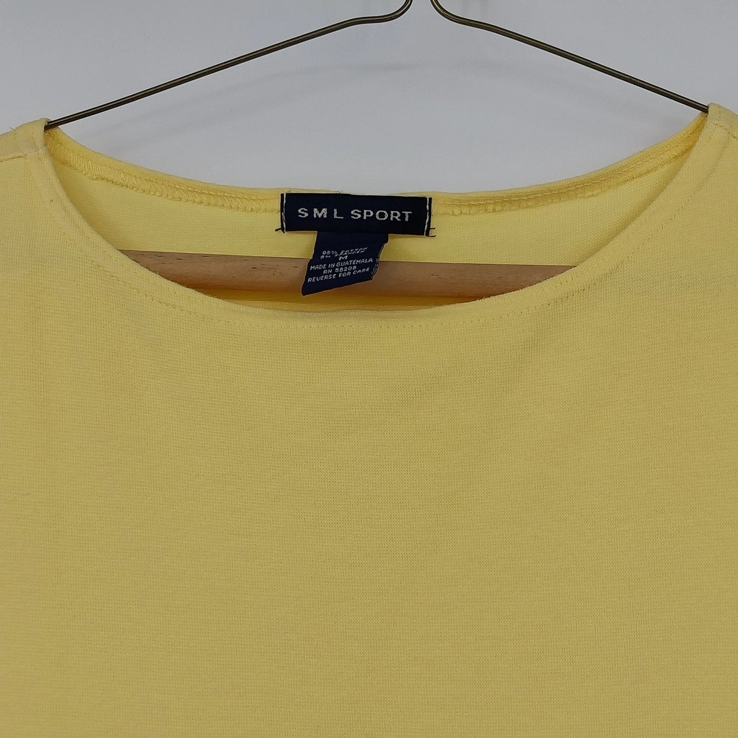 SML Sport Sleeveless Tank Top Women's Medium Solid Yellow Cotton Blend Crew Neck