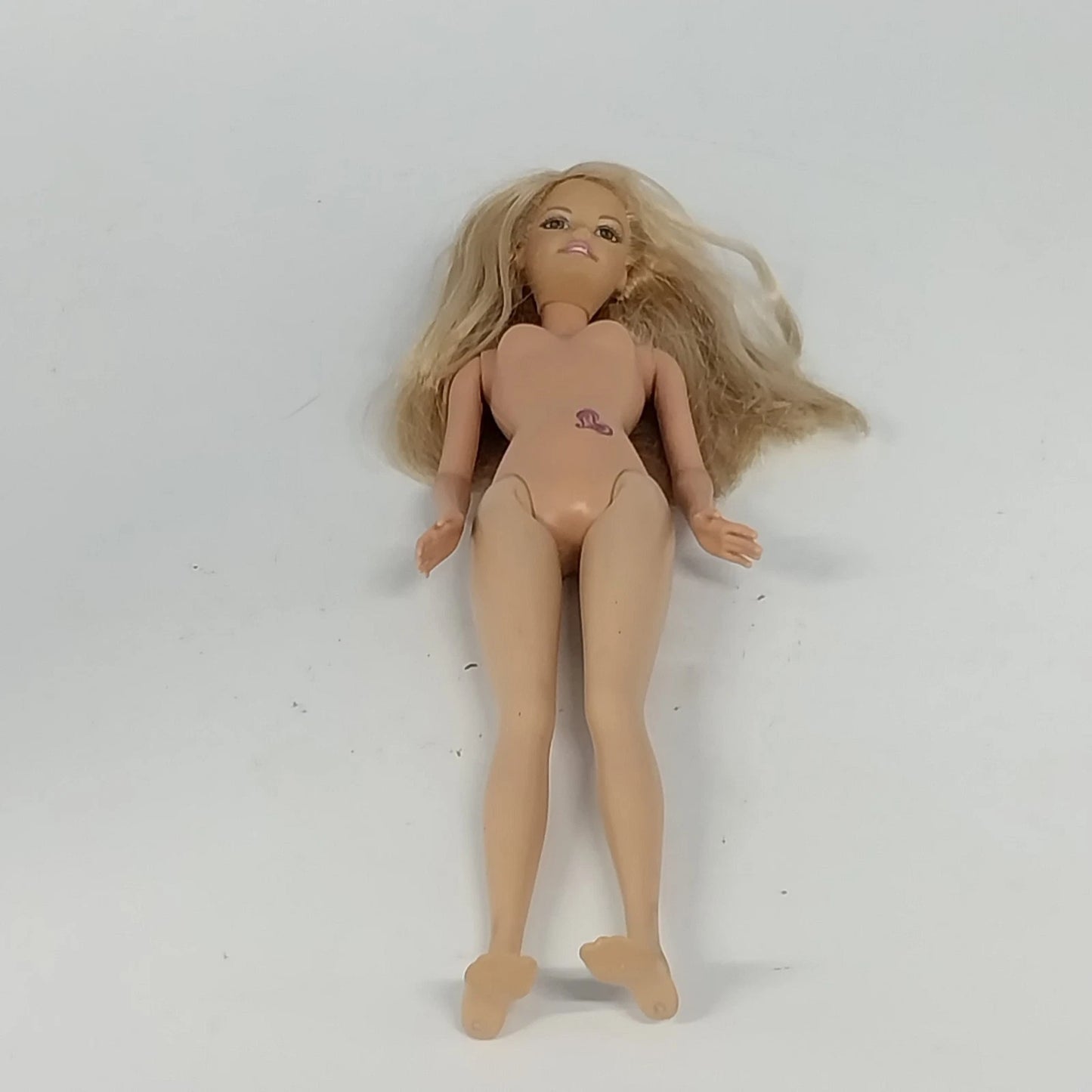 Mattel Barbie Doll Heart Tattoo Blonde Bendable Knees Nude 1998 Head 1999 Body