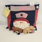 Sonoma Patriotic Santa Uncle Sam Puppies Quilt Block Pillow 15.5" Red White Blue