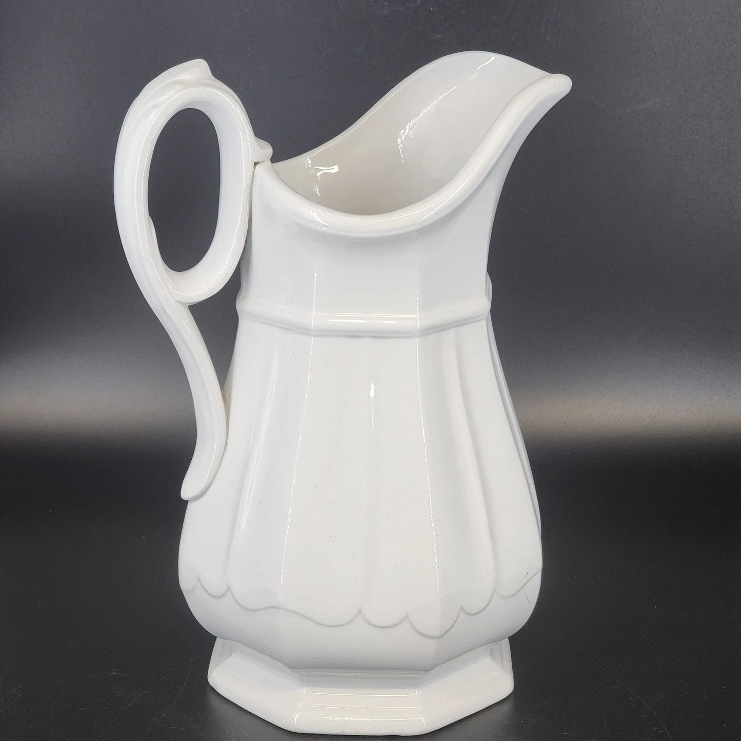 Antique Davenport White Ironstone Water Pitcher Staffordshire