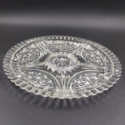 Anchor Hocking Stars & Bars Relish Platter 12"d EAPC 5 Part Divided Vintage