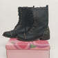 Via Pinky Annika Black Combat Boots Womens 8 Gold Studded