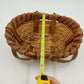 Wood Rattan Picnic Fruit Basket Swivel Handle Woven Red Rim 11x8.5"