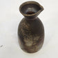 Studio Art Pottery Sake Pitcher Small Vase Pinched Pour Spout Dark Brown 4.5"