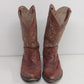 Israel Brown Leather Cowboy Boots Embroidered Western Men's Size 8.5 Made Mexico