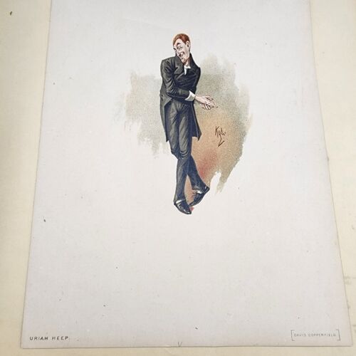 Stone Lithograph of Dicken's Uriah Heep signed Kyd from David Copperfield 8"x10"
