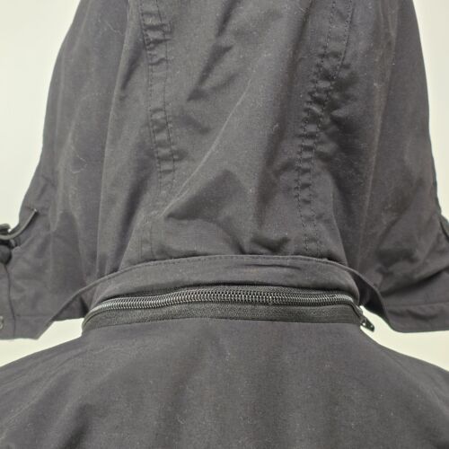 Eddie Bauer Rain Jacket Weather Edge Large Women Black Windbreaker Hood Pockets