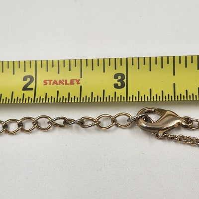 Gold Tone Curb Link Chain w Round Gilded Circle Open Loops Pendant 20" Necklace