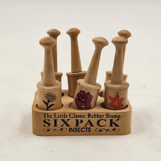 Little Classic Rubber Stamp Set 6 Piece Insects & Flowers Mixed Vintaga Craft