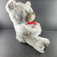 The Petting Zoo White Plush Teddy Bear Red Ribbon BE MERRY 12" Seated 2019