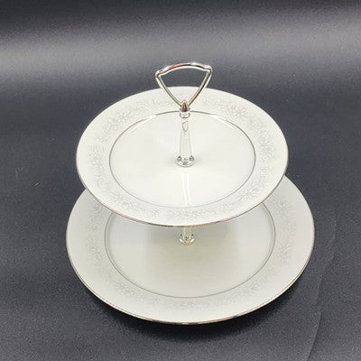 Noritake 2225 Cumberland 2-Tier Serving Tray Floral Japan Vintage