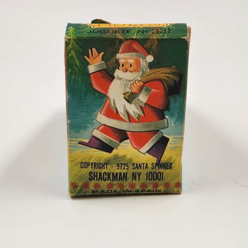 Tin Spinning Christmas Tree Push Toy Vintage 1950's with Santa Molto Spain #331