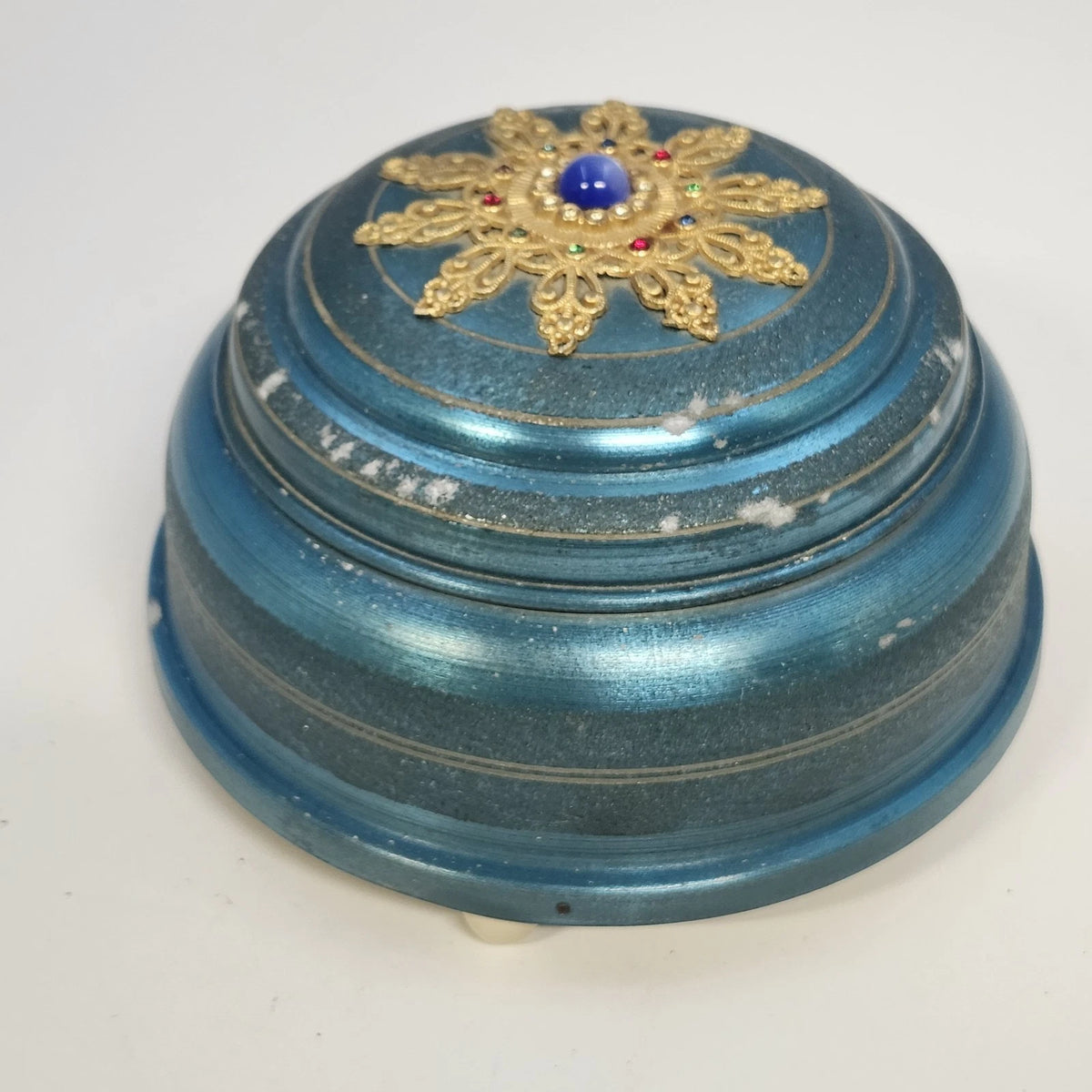 Betty Lou Blue Musical Powder Puff Vanity Make Up Box 5.5" Jack Connie New York