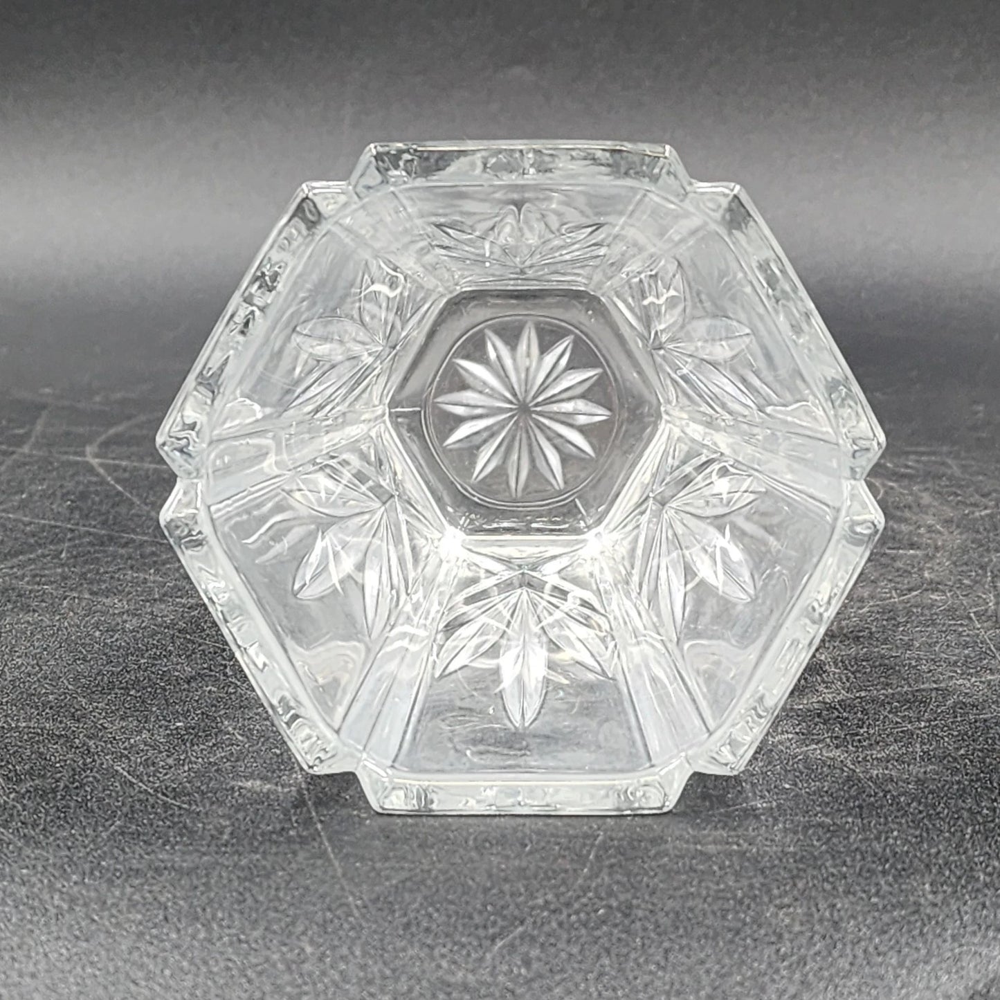 Gorham Avon Lead Crystal Vase 6.5” Clear Cut Crystal Hexagon Design Vtg 1987 USA