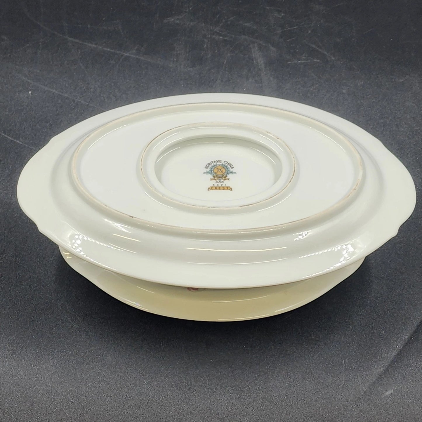 Noritake Crest 5421 Gravy Boat Attached Underplate Lily of the Valley Platinum