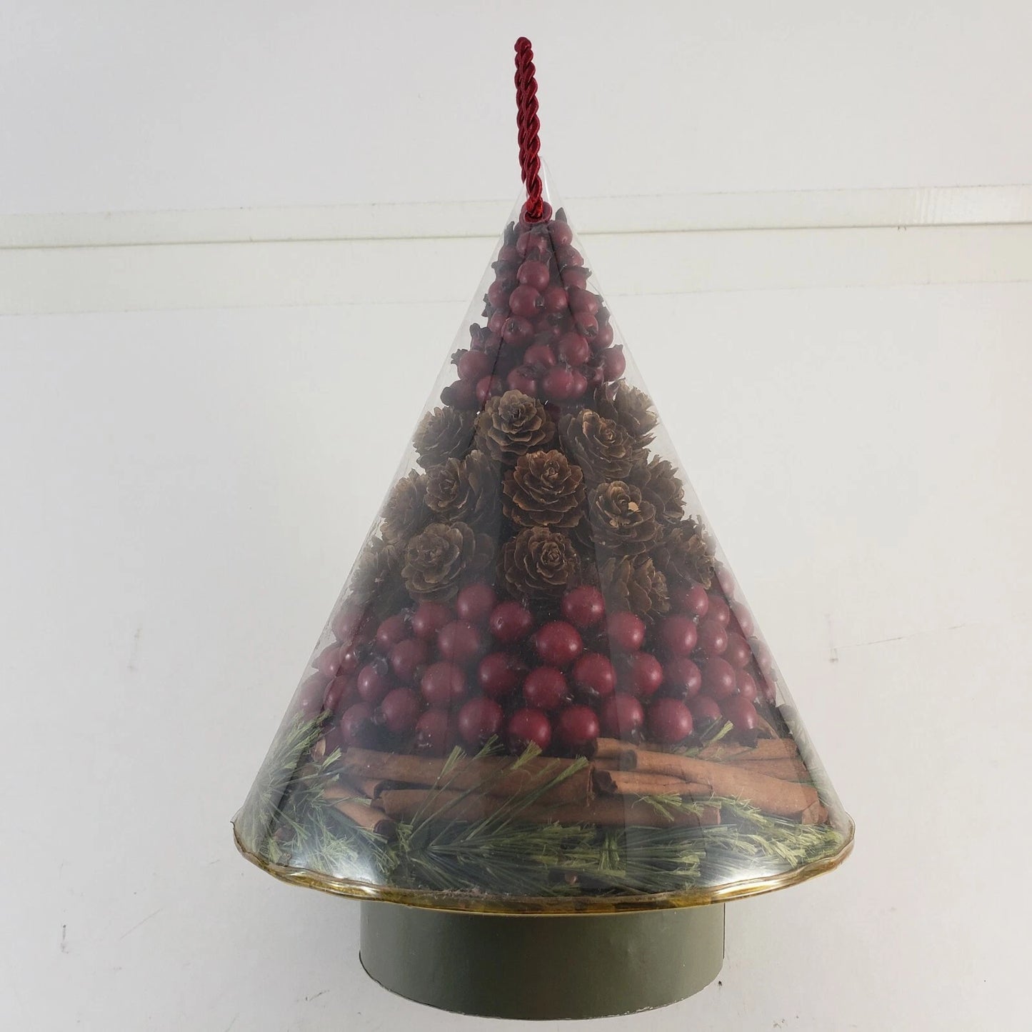 Christmas Tree Potpourri Cone Pine Cones Sprigs Cinnamon Cranberries 10.5" Decor