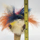 Rainbow C.Zopah Handmade Feather Folk Art Figure Colorful Wood Base 5" 154-168