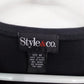 Style & Co Black T Shirt Women's Medium Short Sleeve 100% Cotton V Neck Egypt