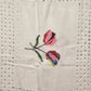 Vintage Tablecloth White Linen Embroidered Tulips and Cut Work