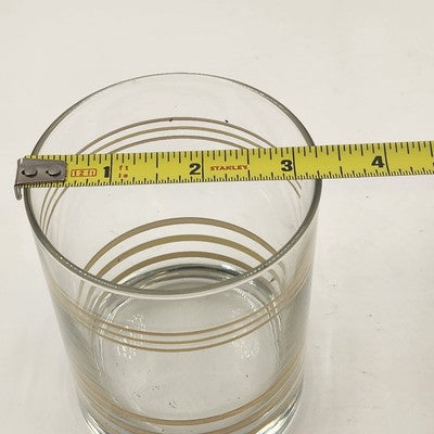 Set of 3 Fiesta Old Fashion Glasses with Culver Yellow Gold Striped Vintage 4"