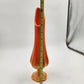 Swung Glass Vase Orange Bittersweet Footed Pedestal 13" L E Smith Glass MCM