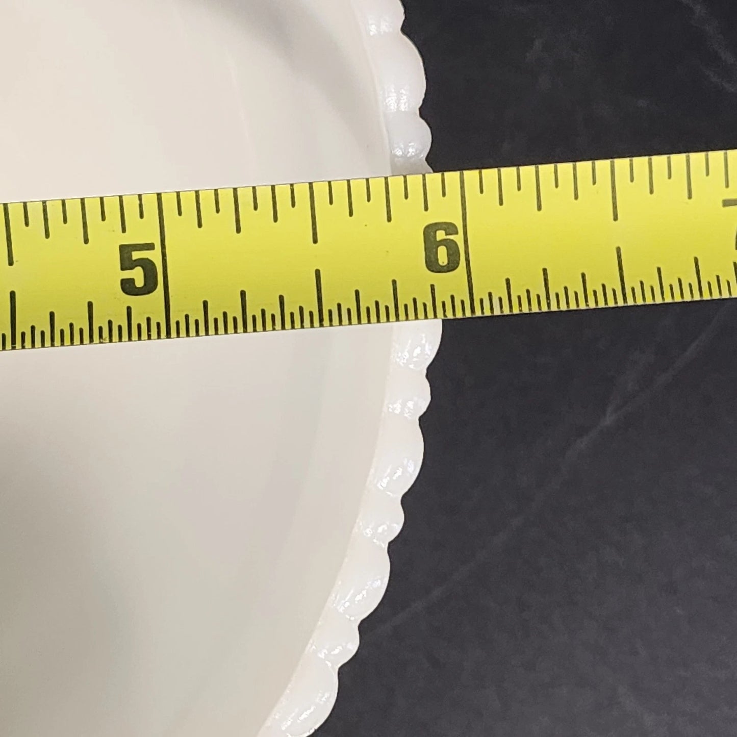 Pressed Milk Glass Ribbed Lamp Slip Shade Scalloped 6" Rim 1.5" Fitter Antique