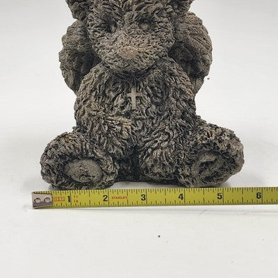 Angel Bear Brown Concrete Statue Halo Wings Cross Garden Decor 6"