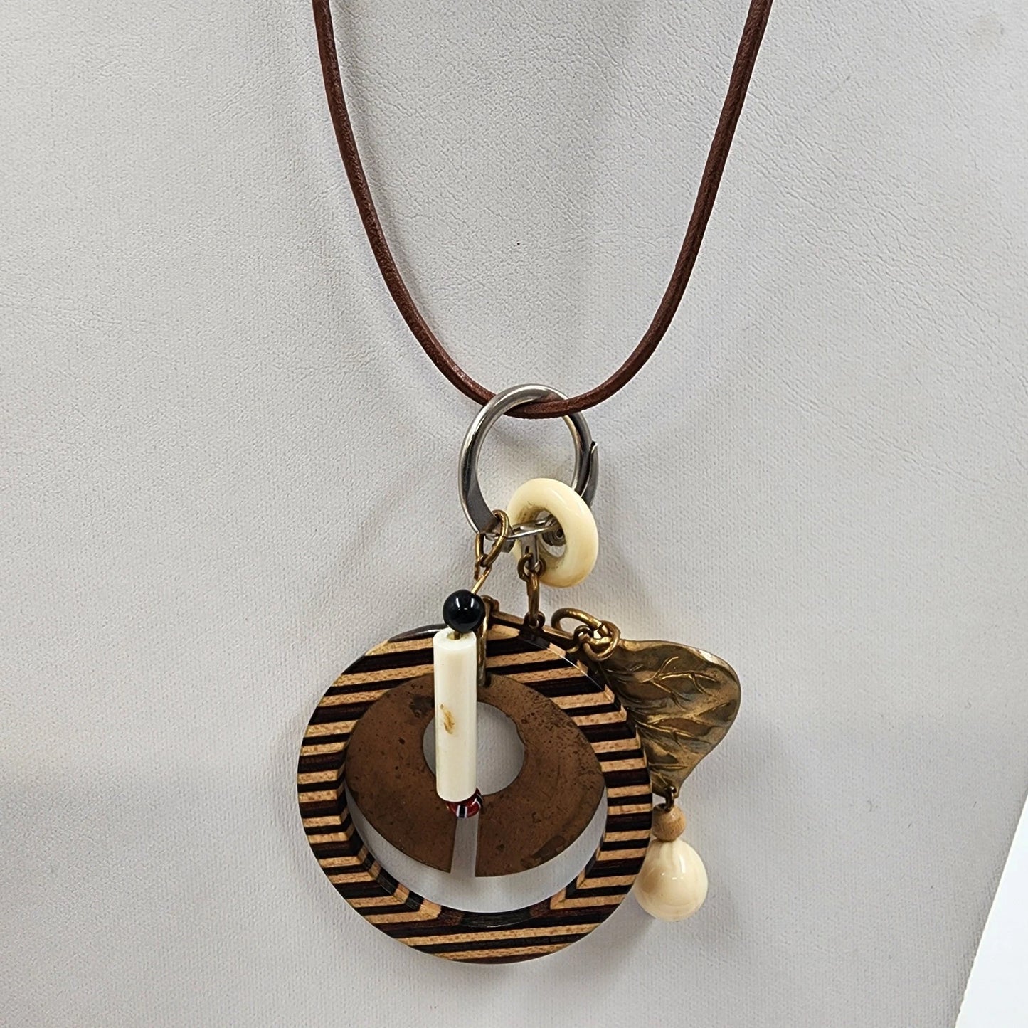 3 Corded Adjustable Necklaces Faux Pearl Heart Discs Pendant Set Boho Jewelry