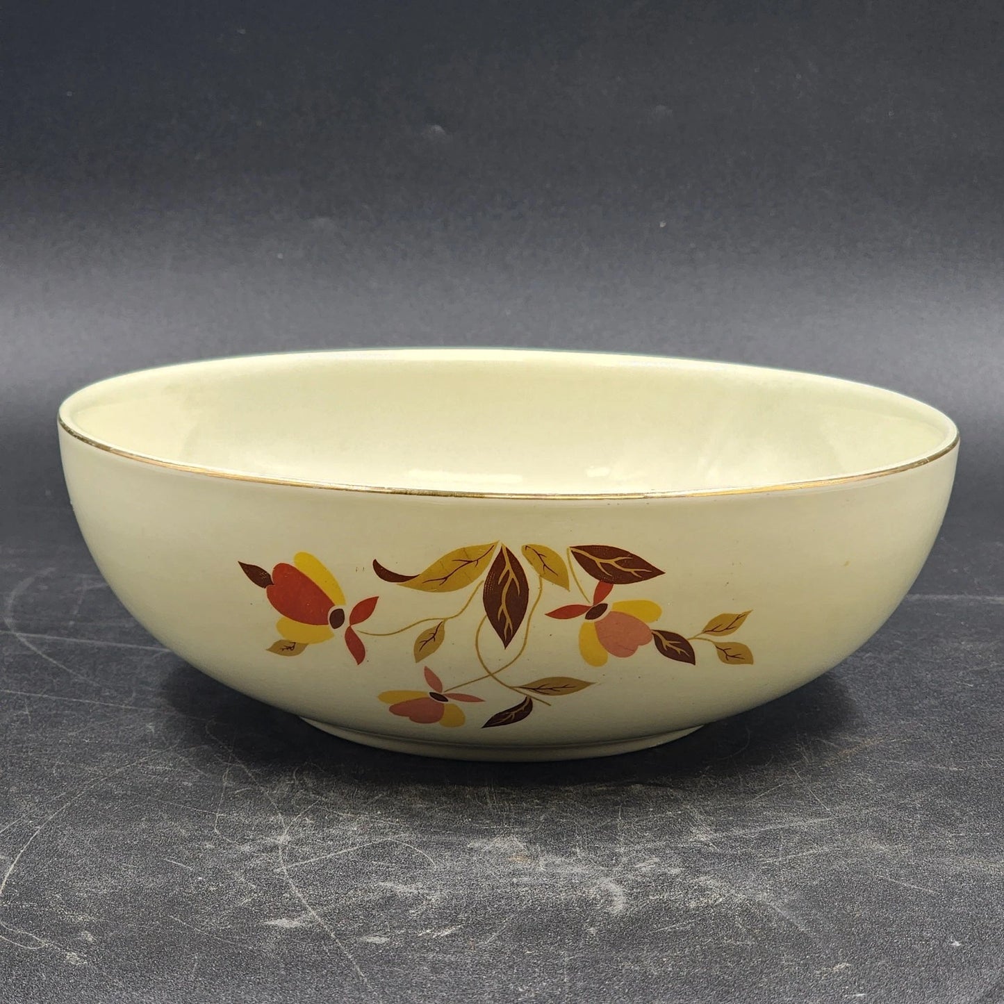 Autumn Leaf Salad Serving Bowl 2 Quart 9" Hall's Superior Jewel Tea MCM Vintage